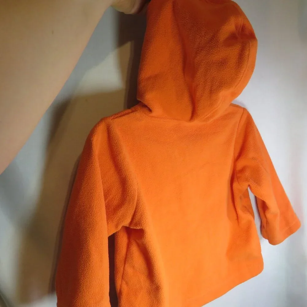 Baby Pumpkin Orange Old Navy Fleece Hooded Jacket 6-12mts